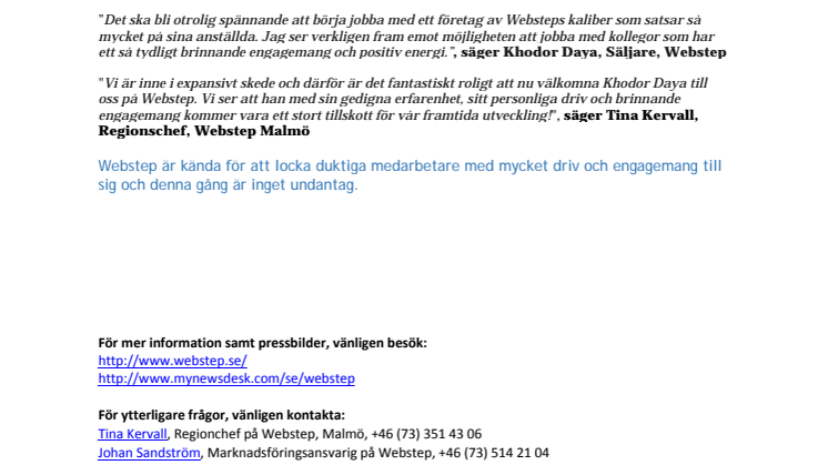 Webstep expanderar inom Sälj i Malmöregionen