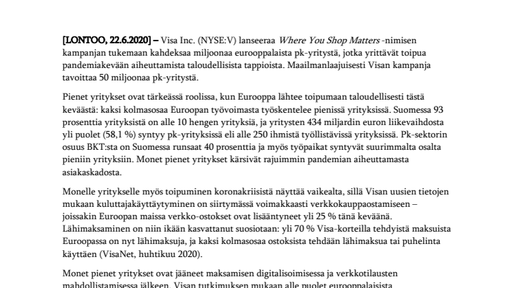 Ostamalla voi vaikuttaa! Visa auttaa eurooppalaisia PK-yrityksiä liiketoiminnan digitalisoimisessa