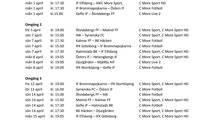 Så sänds Allsvenskan 2013 omgång 1-14