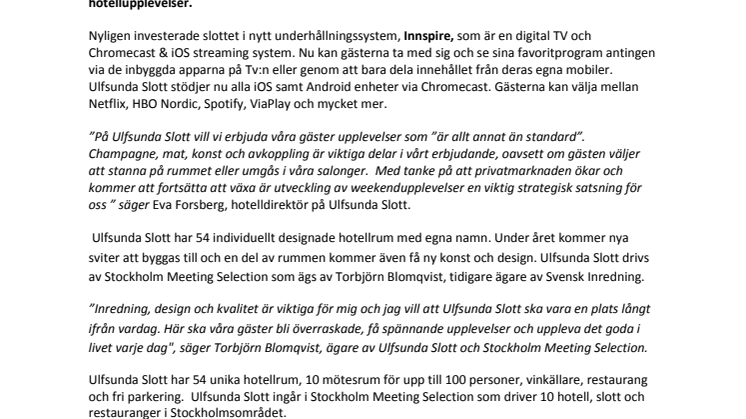  Ulfsunda Slott stärker sin position på privatmarknaden
