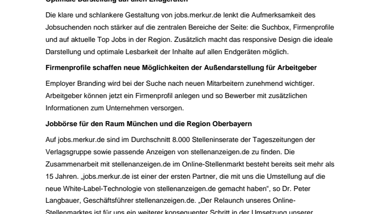Neue Portallösung für jobs.merkur.de