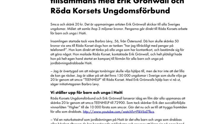 Barbro, 56, startar Haiti-insamling tillsammans med Erik Grönwall och Röda Korsets Ungdomsförbund