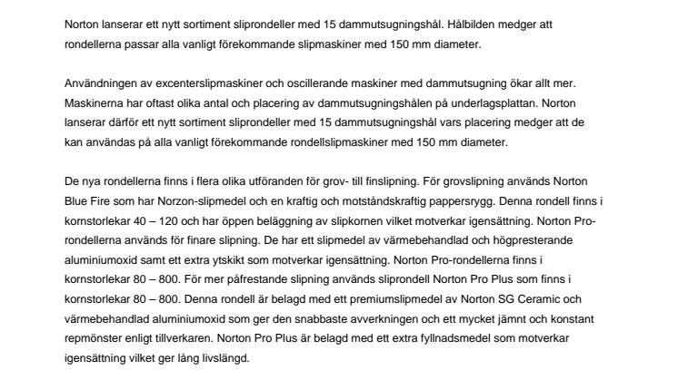 Norton 15-håls sliprondeller för alla maskiner