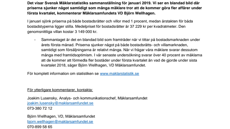 Kommentar till Svensk Mäklarstatistik: ”En blandad bild, men fortsatt stor optimism i mäklarkåren ” 