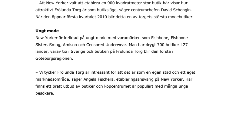 Fulltecknat köpcentrum: New Yorker öppnar på nya Frölunda Torg
