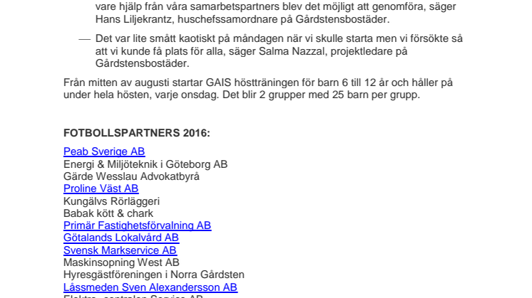 95 barn deltar på sommarfotboll med GAIS