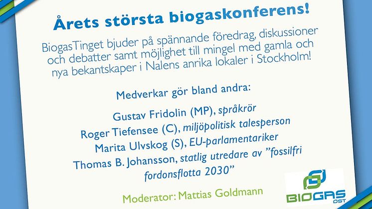 BiogasTinget 2013 - 4 december i Stockholm!