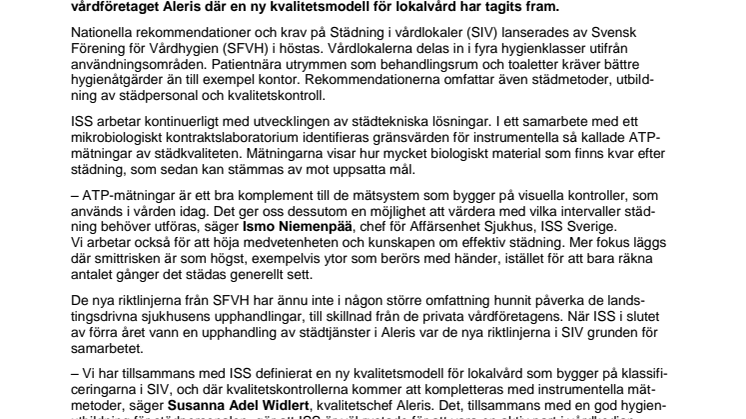 ISS och Aleris redo att möta nya krav om städning i vården