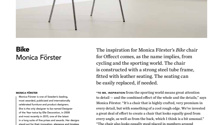Bike chair designed by Monica Förster