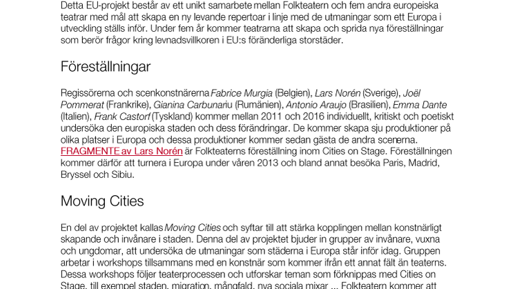 Cities on Stage