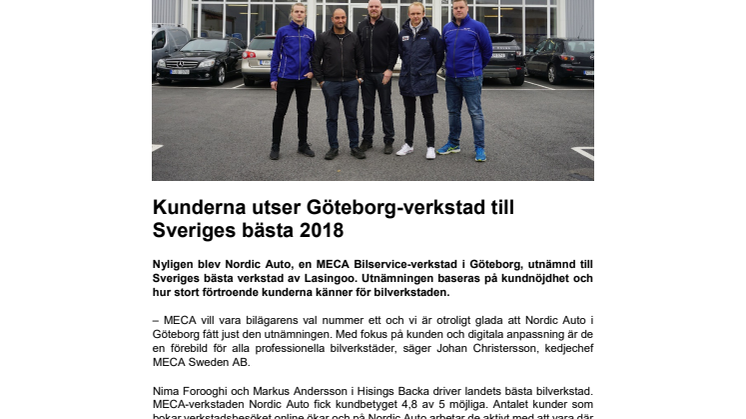 Kunderna utser Göteborg-verkstad till Sveriges bästa 2018