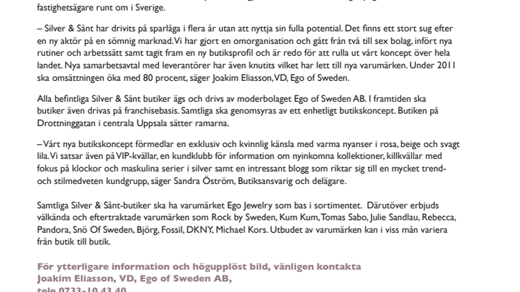 Uppsalabutiken Silver & Sånt blir rikstäckande smyckekedja