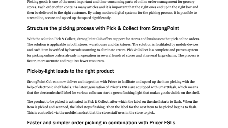 Faster pick of online orders with flashing labels