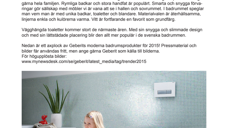 Geberits moderna badrumsprodukter för 2015