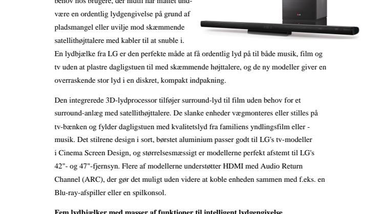 OVERRASKENDE STOR LYD I ELEGANT FORMAT MED LG'S NYE SOUNDBARS