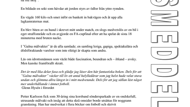 Ny bok: Galna målvakter - en kärleksförklaring till Skorpionen, Påven, Ravelli med flera