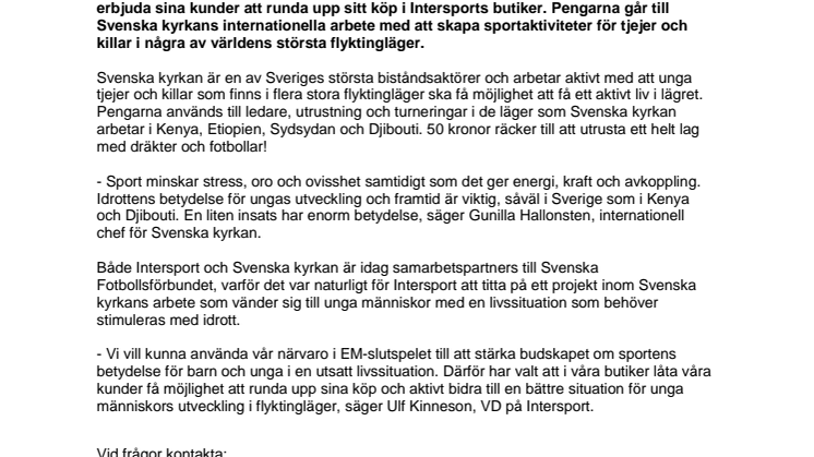 Intersport och Svenska kyrkan i samarbete för att aktivera unga i flyktingläger
