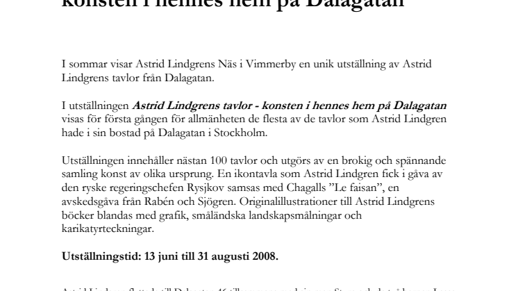 ASTRID LINDGRENS TAVLOR - konsten i hennes hem på Dalagatan