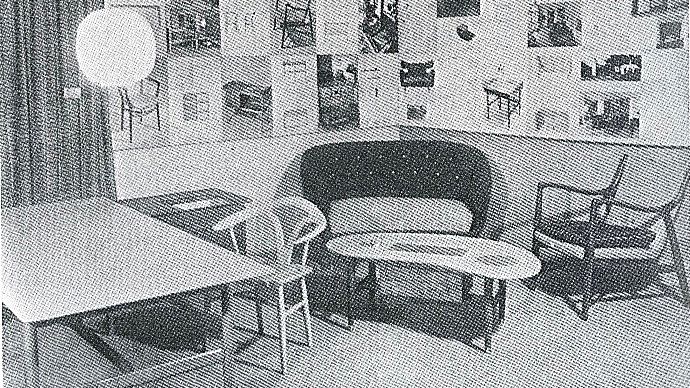 Finn Juhls drømmebord på Snedkerlaugets udstilling i 1945
