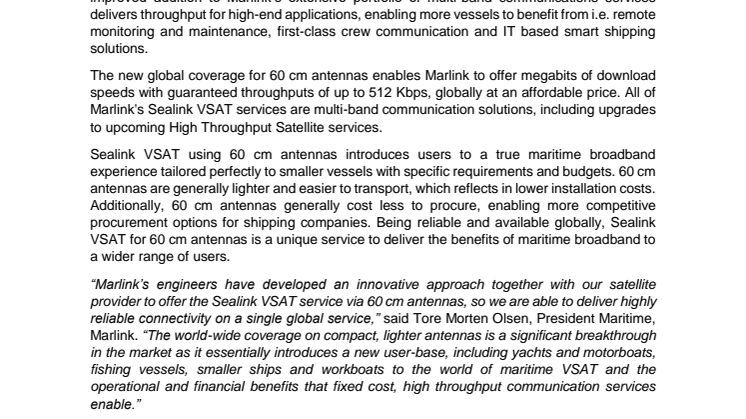 Marlink: New Global VSAT Coverage Through 60cm Antennas