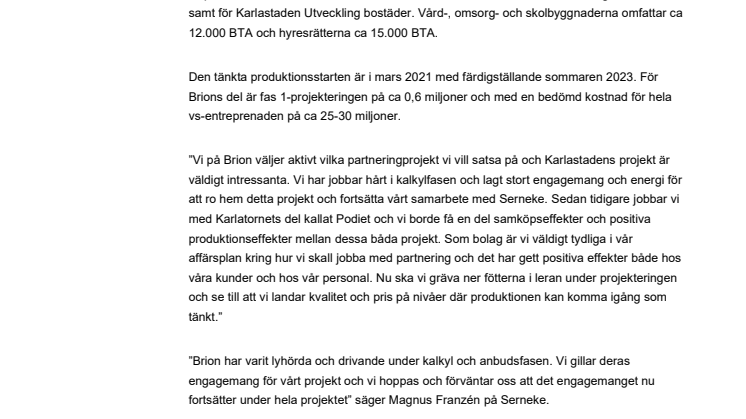Brion tar VS uppdrag åt Serneke Kv Capella