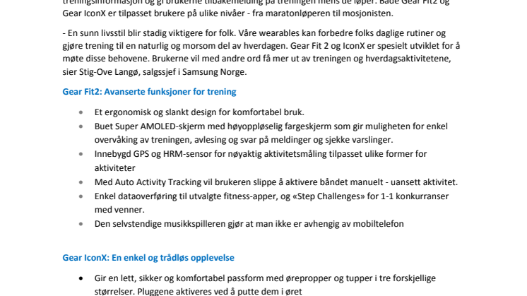 Samsung vil gjøre treningen morsommere med lanseringen av Gear Fit 2 og Gear IconX