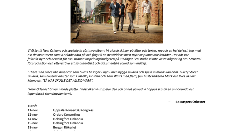 Bo Kaspers Orkester på turné – premiär Uppsala Konsert & Kongress 11 november