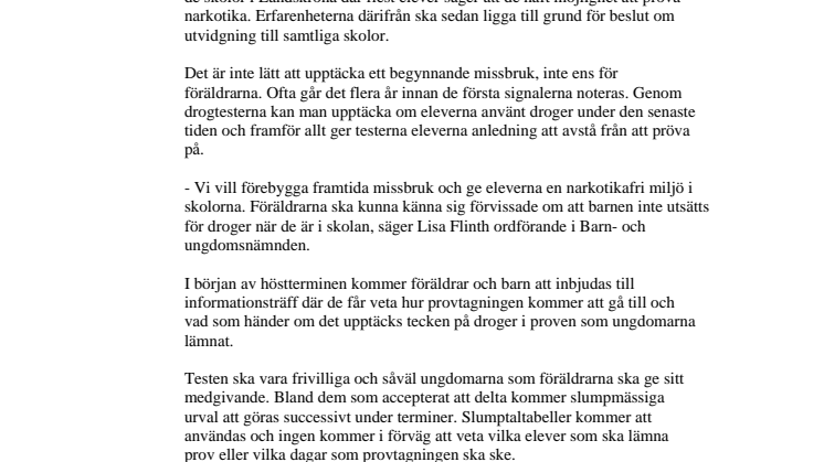 Landskrona först i landet att prova förebyggande drogtester