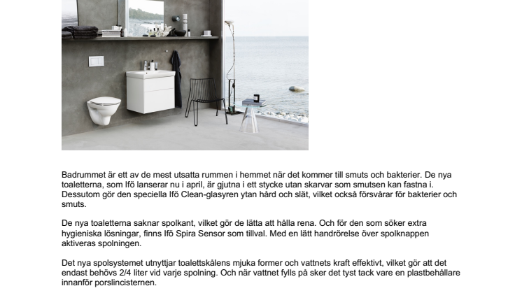Ifö lanserar nya toaletter i populära Spira-serien