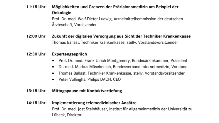 Agenda 3. Expertenzirkel für Gesundheitsinvestments