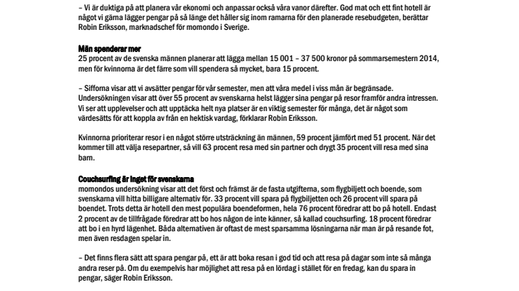 Svenskar håller i pengarna på semestern 