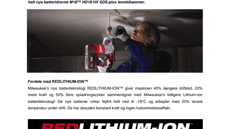 Kompakt kraft og suveræn driftssikkerhed med Milwaukee’s nye M18™ REDLITHIUM-ION™ kombihammer!