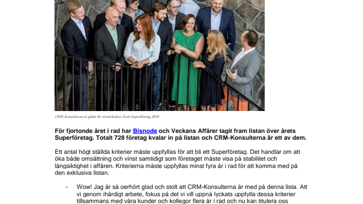 CRM-Konsulterna är Årets Superföretag 2018