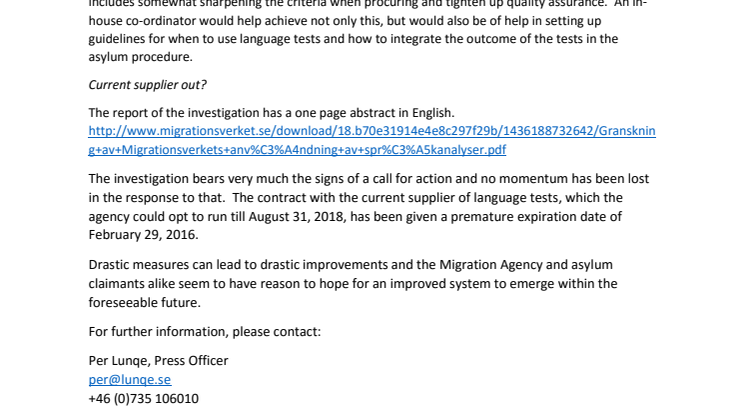 Quality initiative at Swedish Migration Agency prompts overhaul of language tests