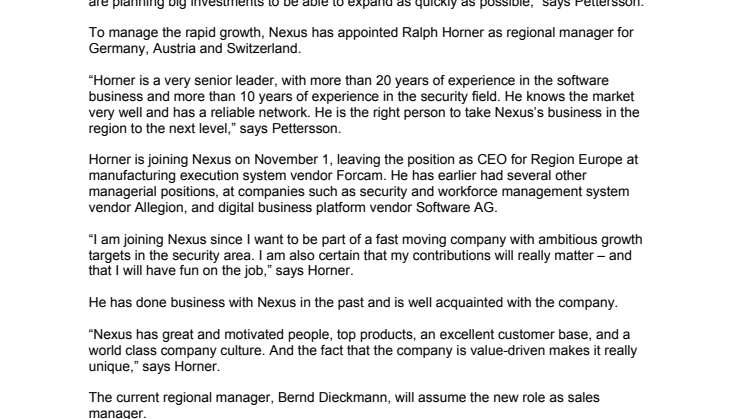 Nexus ramps up in Germany – hires new manager