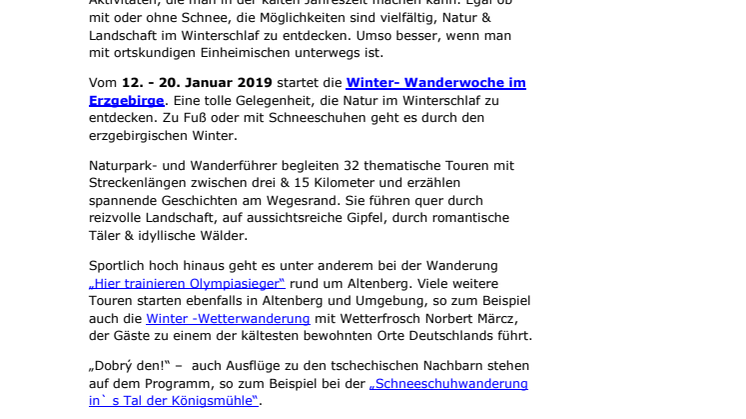  „Glück Auf“ im Erzgebirge. Reisehöhepunkte 2019