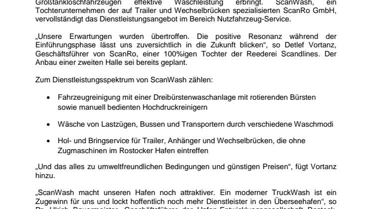 ScanWash – saubere Sache im Überseehafen 