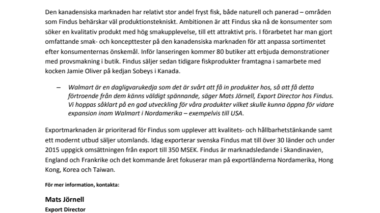 ​Findus i samarbete med Walmart 