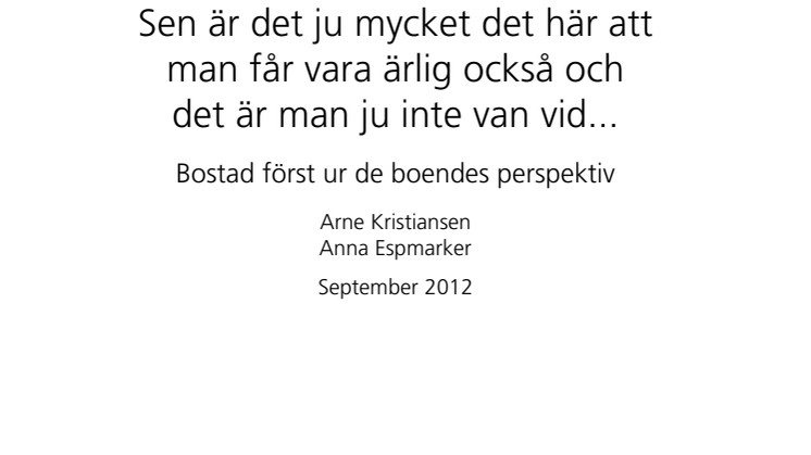 Bostad först-rapport 2012