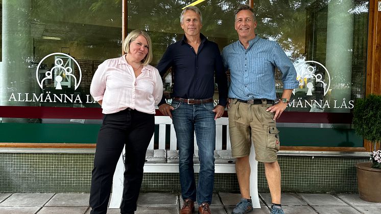 Monica Larsen, ägare Allmänna Lås Limhamn, Håkan Östmo, Regionchef Security på Granitor Electro och Andrés Sigurdsson, ägare Allmänna Lås Limhamn
