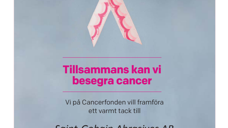 Saint-Gobain Abrasives stödjer Rosa Bandet