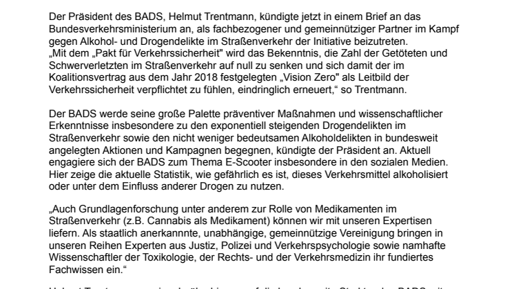 BADS aktiv im „Pakt für Verkehrssicherheit“