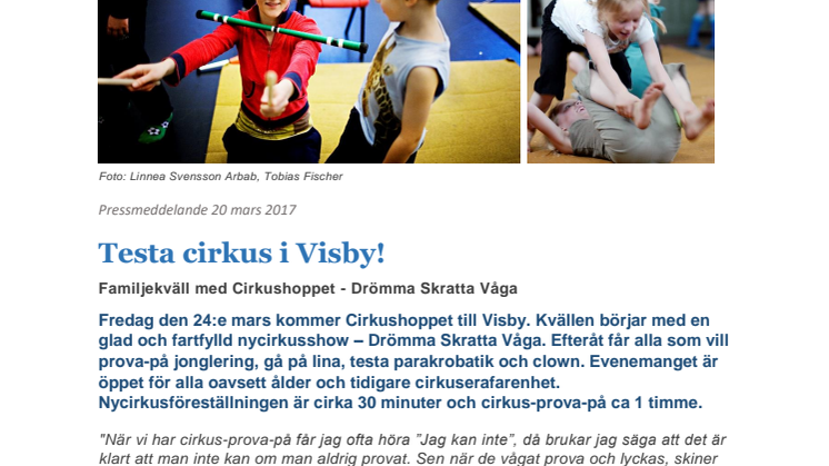 Testa cirkus i Visby!