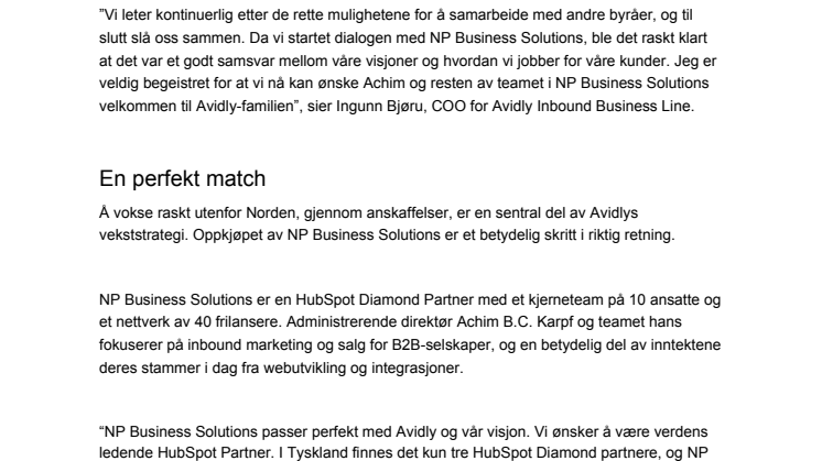 Avidly utvider landegrensene - kjøper opp byrå i Tyskland