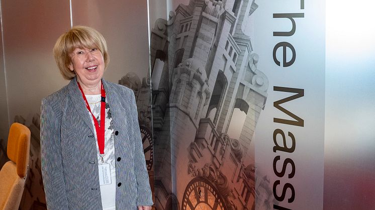 Lady Massie outside the meeting room named after her late husband Sir Bert Massie