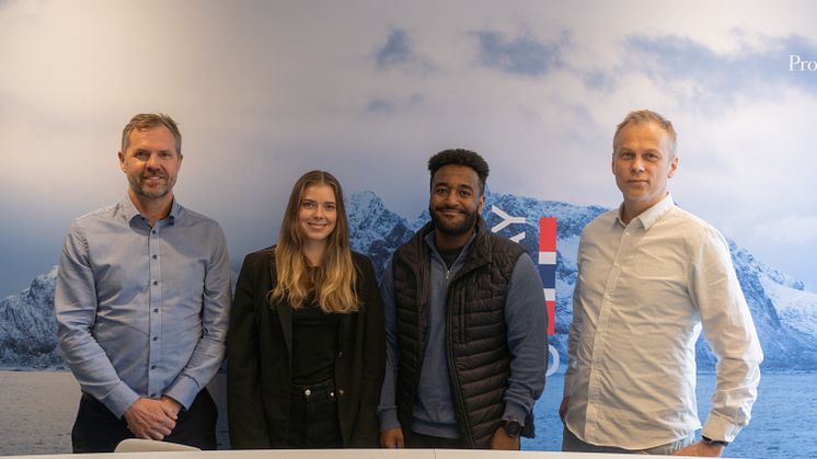 Dette analyseteamet har skrevet den tredje trendrapporten til Norges sjømatråd. Fra venstre: Børge Lotre, Marte Sofie Danielsen, Thomas Jakobsen og Lars Moksness. Foto: Sverre-Leander Sundseth