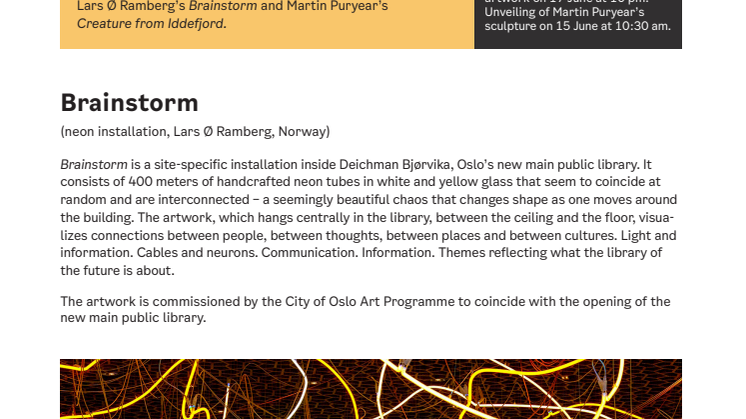 Art Deichman Bjørvika: Fact sheet about the art