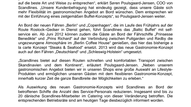Scandlines führt neues Gastronomie-Konzept ein