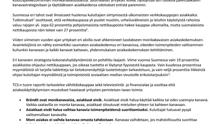 TCS:n raportti paljastaa kuluttajien monikanavaisuuden myytiksi