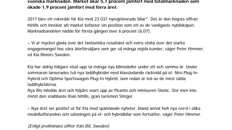 Kia slog nytt rekord 2017